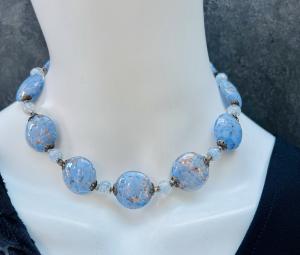 Art Deco Venetian Sommerso Aventurine Glass Necklace