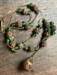 Vintage Green Glass Bead Drop Necklace