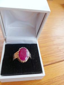 Vintage 925 Sterling Silver Men's Ruby Ring