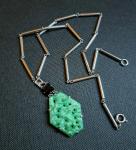 1930s Art Deco Carved Jade Glass Necklace