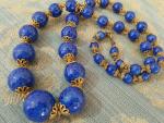 Vintage Blue Lapis Lazuli Beaded Necklace