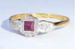 Art Deco 18ct Gold Ruby & Diamond Ring