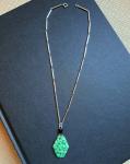 1930s Art Deco Carved Jade Glass Necklace