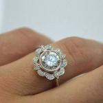 2CT Round Cut Diamond Vintage Wedding Ring 14k White Gold