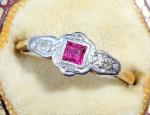 Art Deco 18ct Gold Ruby & Diamond Ring
