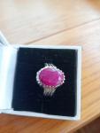 Vintage 925 Sterling Silver Men's Ruby Ring