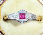 Art Deco 18ct Gold Ruby & Diamond Ring