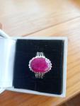 Vintage 925 Sterling Silver Men's Ruby Ring