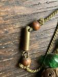Vintage Green Glass Bead Drop Necklace