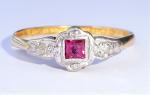 Art Deco 18ct Gold Ruby & Diamond Ring