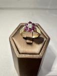 9ct Antique Gold Ring with Diamond and Ruby