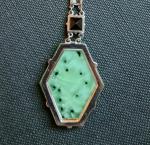 1930s Art Deco Carved Jade Glass Necklace