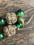 Vintage Green Glass Bead Drop Necklace