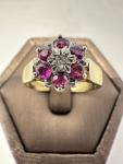 9ct Antique Gold Ring with Diamond and Ruby