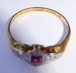 Art Deco 18ct Gold Ruby & Diamond Ring
