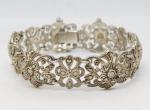 Art Deco Floral Panel Sterling Silver Marcasite Bracelet