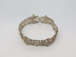 Art Deco Floral Panel Sterling Silver Marcasite Bracelet
