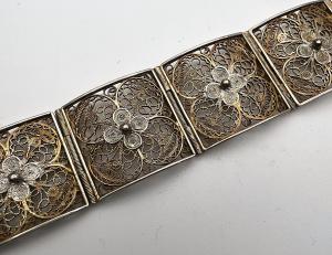 Silver Gilt Filigree Flower Bracelet