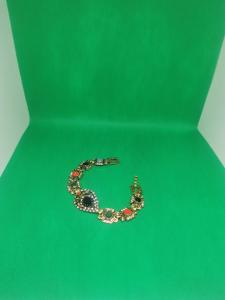 Vintage Turkish Antique Gold Bracelet with Color Accents