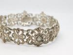 Art Deco Floral Panel Sterling Silver Marcasite Bracelet
