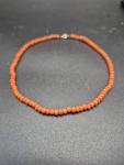 Unique Antique Pink Coral Bead Necklace with Gold Clasp