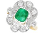 Emerald and Diamond 18ct Gold Antique Ring