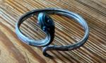 Silver Snake Bangle with Green Enamel Head