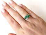Art Deco Platinum Twist Ring with Emerald and Diamonds