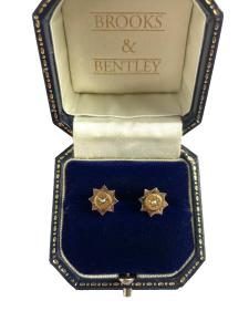 Victorian Etruscan Revival 9ct Gold Pearl Earrings