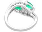 Art Deco Platinum Twist Ring with Emerald and Diamonds