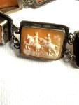 Edwardian Silver Equestrian Cameo Bracelet