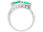 Art Deco Platinum Twist Ring with Emerald and Diamonds