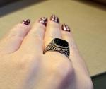 Vintage Sterling Silver Signet Ring with Onyx