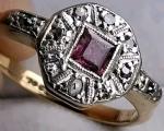Art Deco Gold Ruby & Diamond Engagement Ring