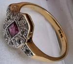 Art Deco Gold Ruby & Diamond Engagement Ring