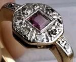 Art Deco Gold Ruby & Diamond Engagement Ring