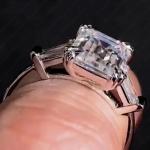 Emerald Moissanite Three Stone Engagement Ring