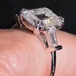 Emerald Moissanite Three Stone Engagement Ring