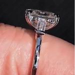 Emerald Moissanite Three Stone Engagement Ring