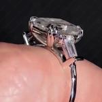 Emerald Moissanite Three Stone Engagement Ring