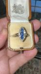Rose Gold Sapphire and Diamond Navette Ring