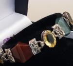 Antique Victorian Silver Scottish Agate Bracelet