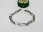 Art Deco Niello Enamel Sterling Silver Bracelet