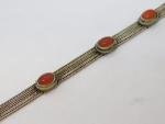 20th Century Silver Cabochon Carnelian Bracelet