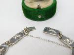 Art Deco Niello Enamel Sterling Silver Bracelet
