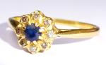 Art Deco 18ct Gold Sapphire Diamond Halo Ring