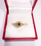 Art Deco 18ct Gold Sapphire Diamond Halo Ring