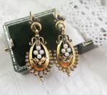 Victorian Style Gold Pearl Drop Earrings