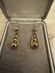 Victorian 9ct Gold Drop Dangle Earrings