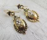 Victorian Style Gold Pearl Drop Earrings